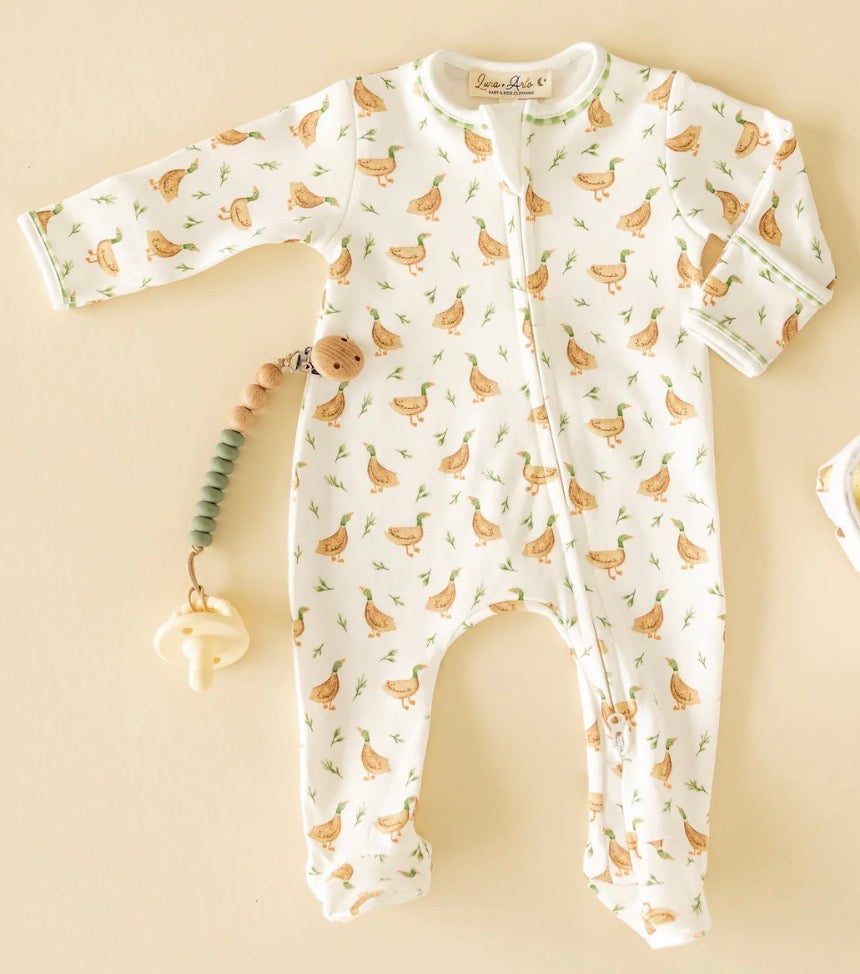 Luna+Arlo Zip Footie-Meadowland Mallards (6 months)