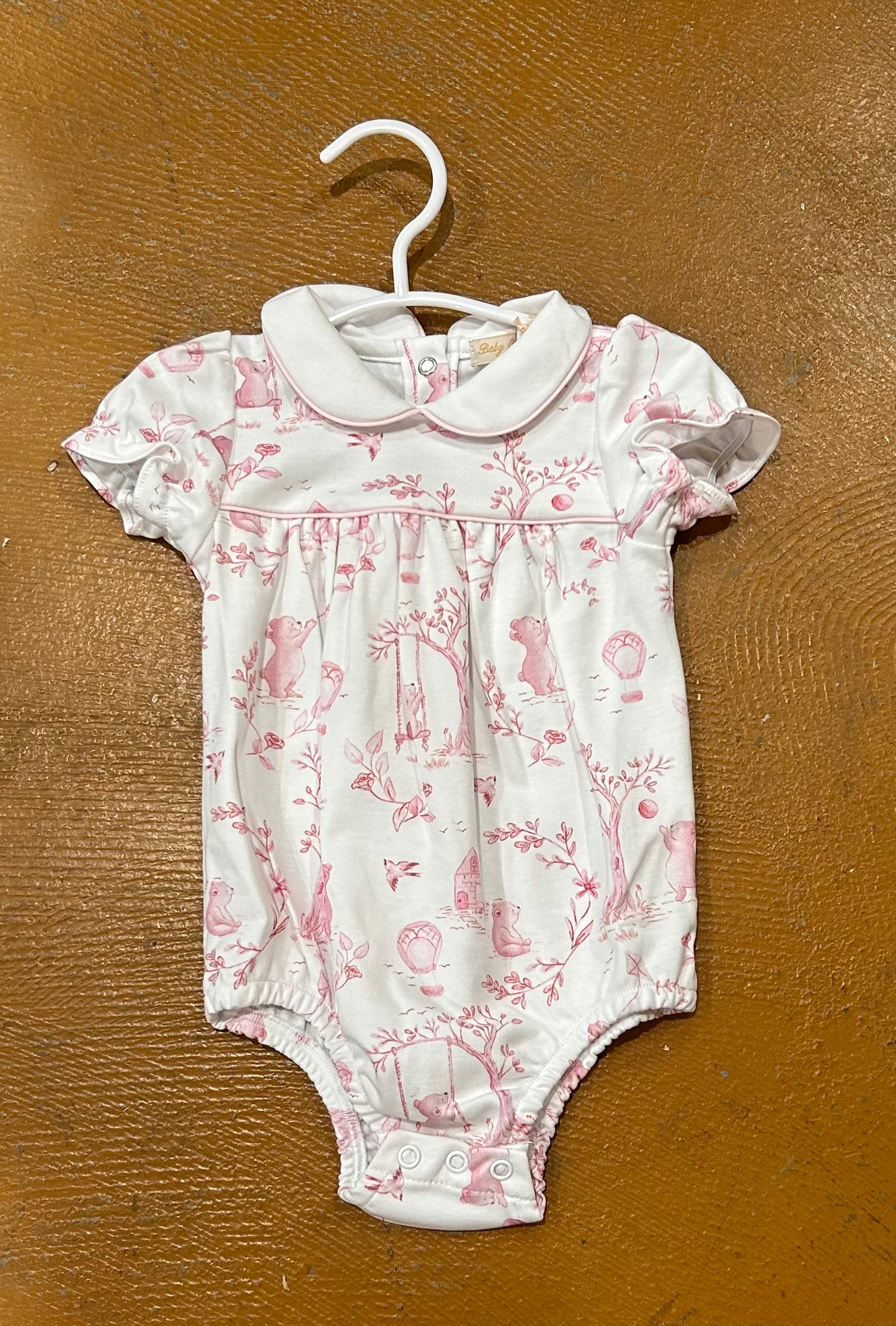 Baby Club Chic Toile de Jouy Pink Printed Bubble With Round Collar