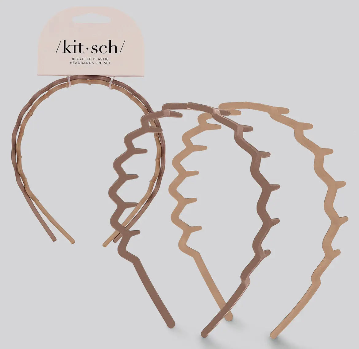 Kitsch Recycled Plastic Zig Zag Headband (2pc)-Neutral