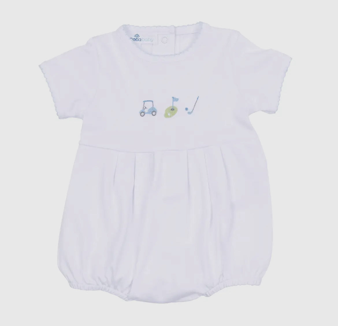 Magnolia Baby Tiny Tee Time Embroidered Bubble-Light Blue