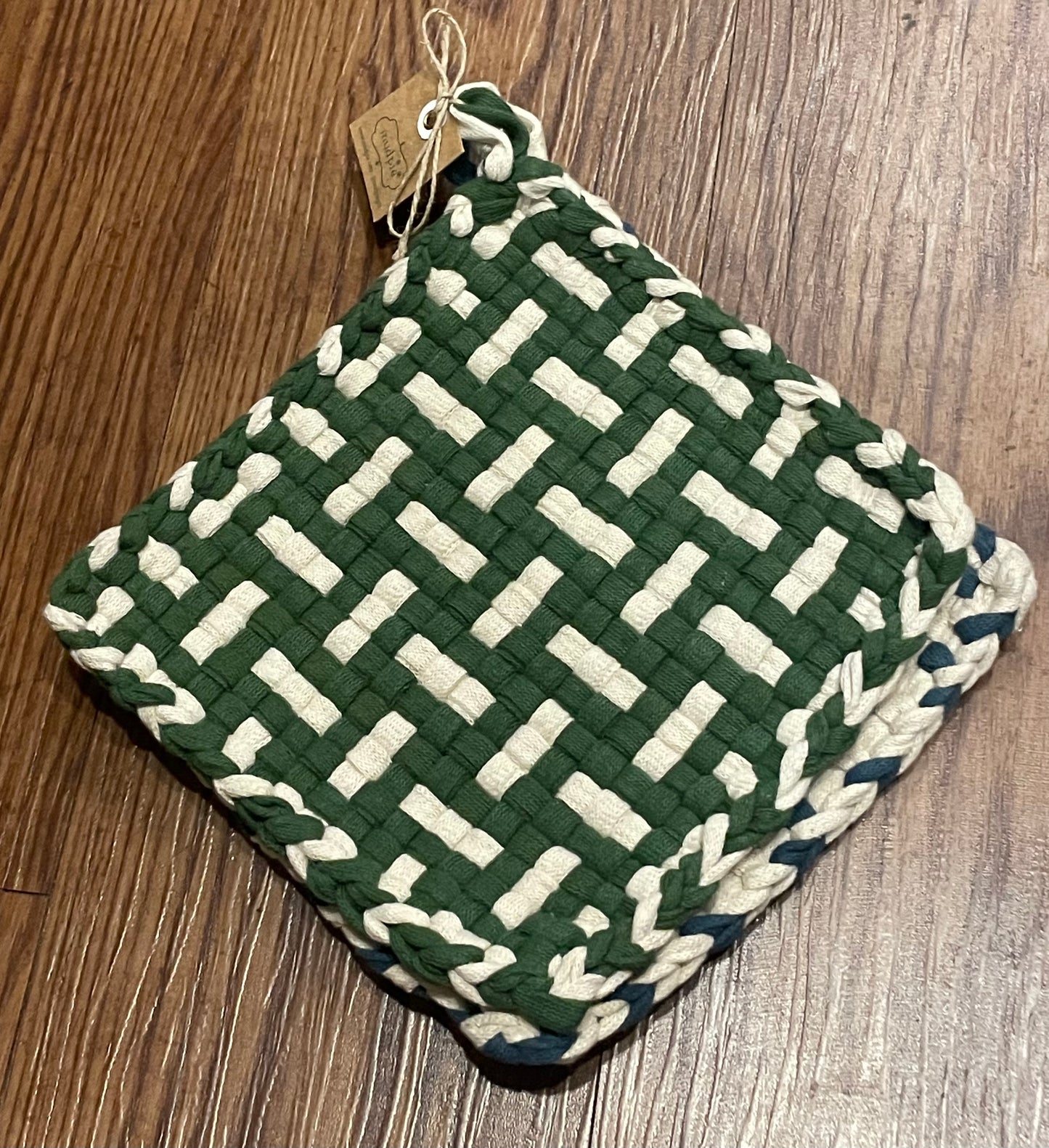 Mudpie Green Woven Pot Holder Set