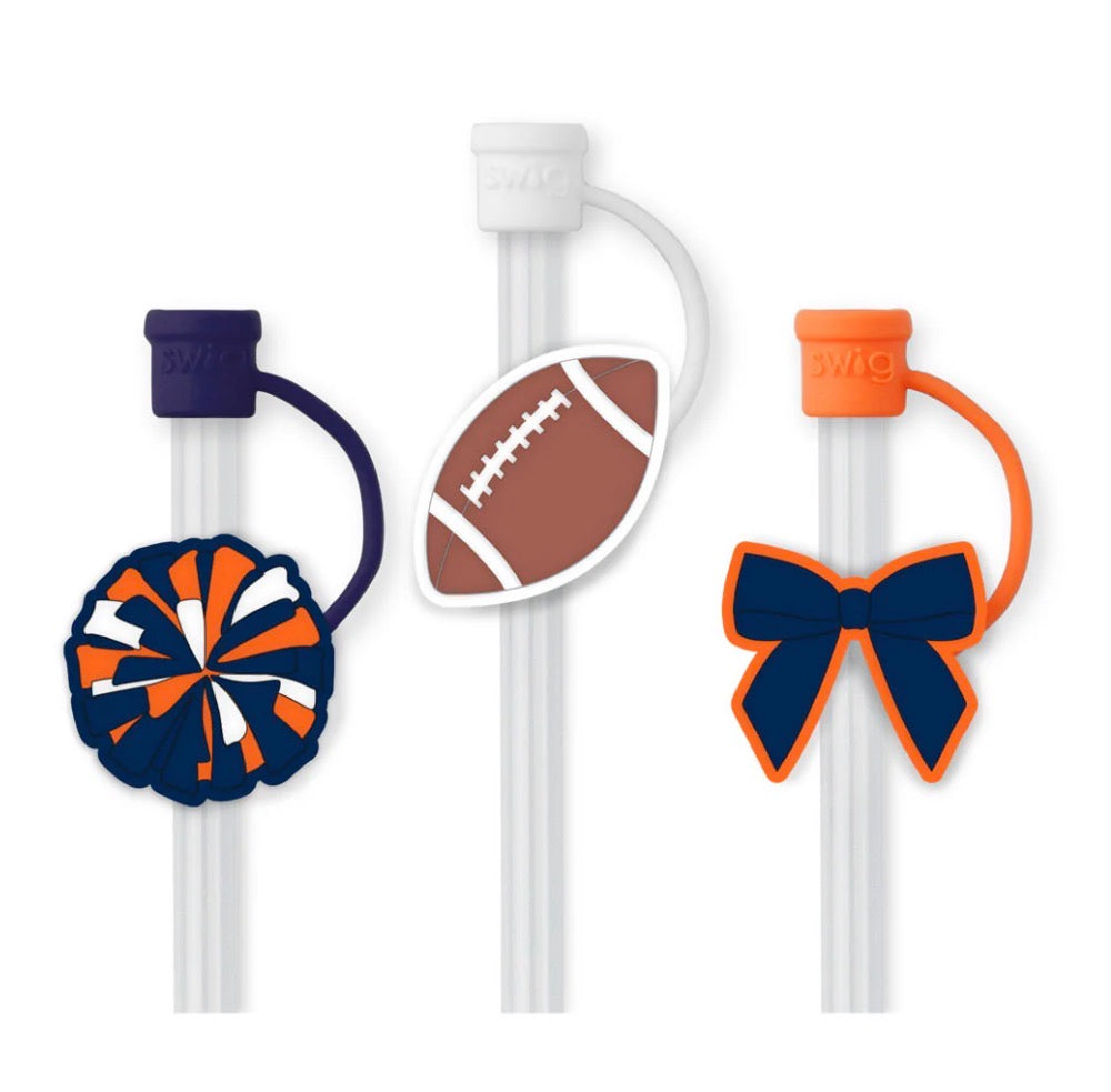 Swig Straw Toppers-We’ve Got Spirit Navy+Orange