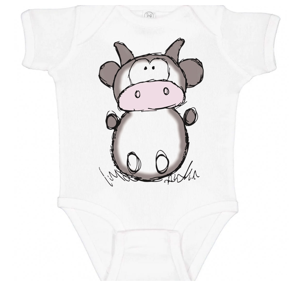 Paper Cow Baby Cotton Bodysuit-Cow (6 months)