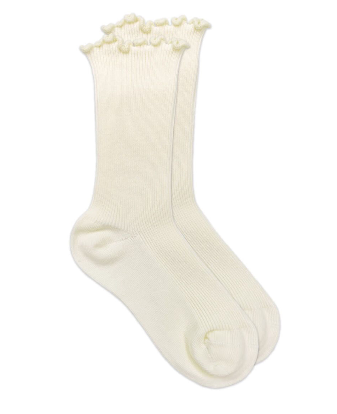 Jefferies Socks Seamless Ripple Edge Turn Cuff Crew Socks-Cream