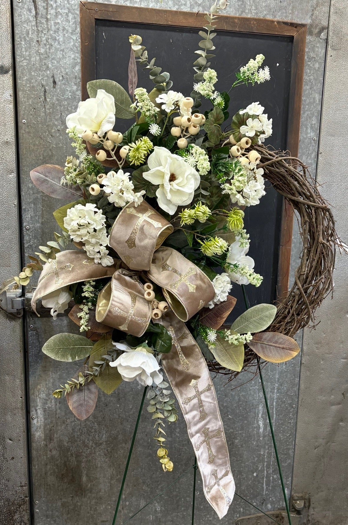 Silk Magnolias Grapevine Wreath