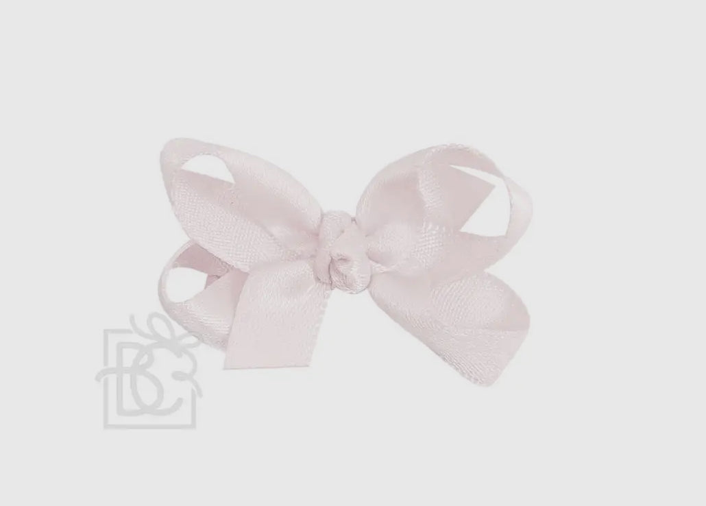Beyond Creations Satin Metallic Bow On Clip (Infant)-Powder Pink