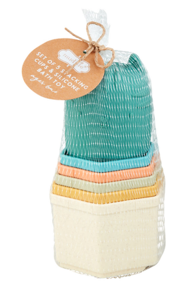 Mudpie Green Stacking Cup Bath Set