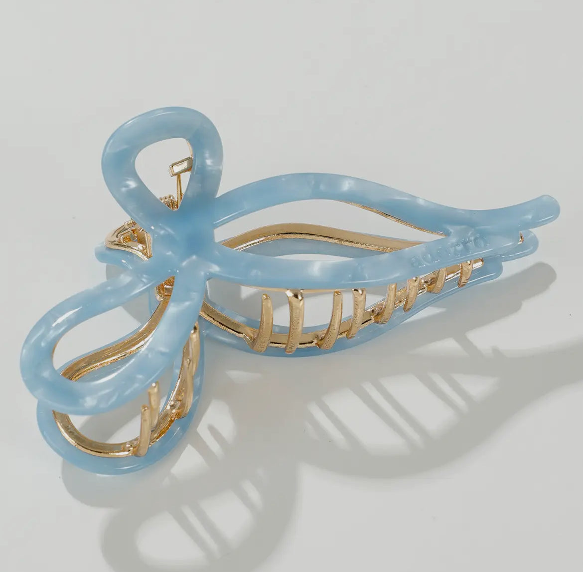 Adorro Sabrina Coastal Large Ribbon Metal Bow Claw Clip-Coastal Blue