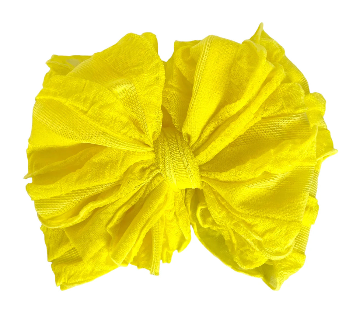 Rockin Royalty Ruffled Headband-Bright Yellow