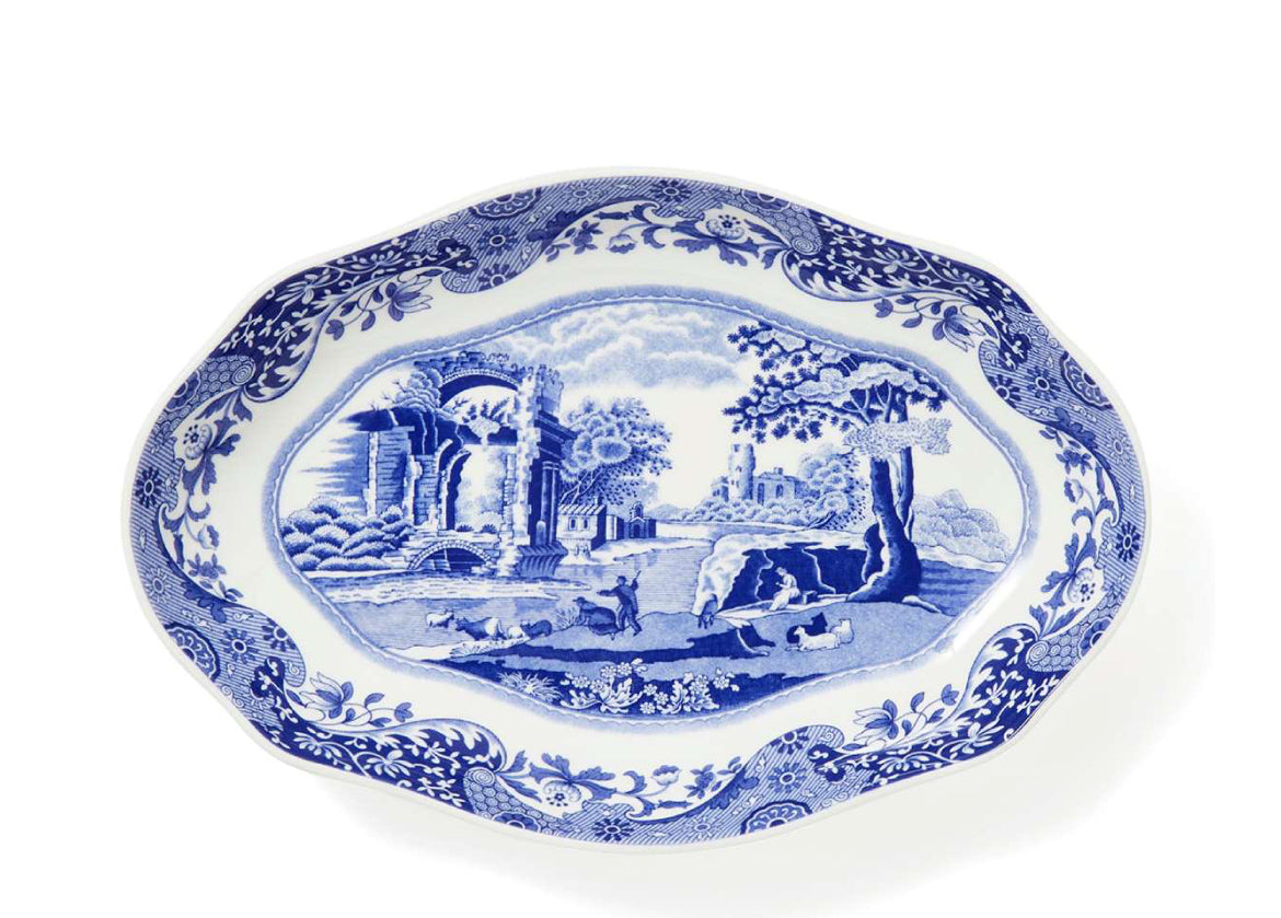 Spode Blue Italian Oval Fluted Dish