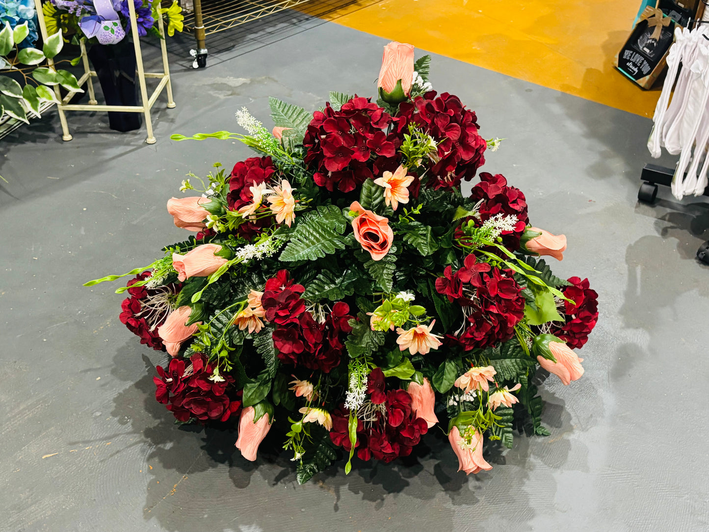 Burgandy Hydrangea & Rose Saddle