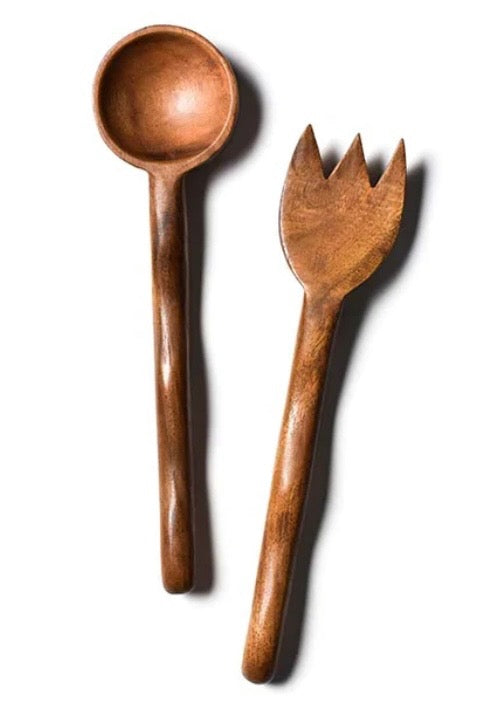 Coton Colors Fundamental Wood Ruffle Salad Server Set
