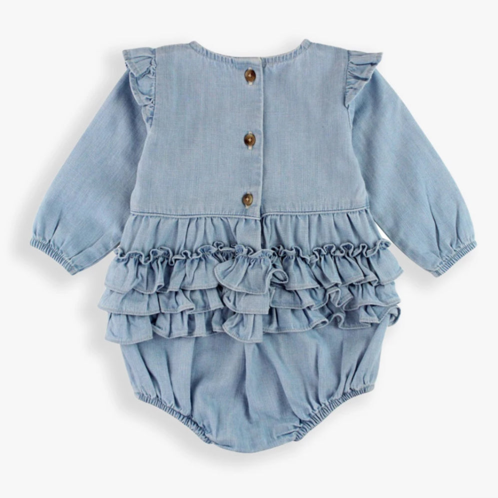 Rufflebutts Long Sleeve Flutter Bubble Romper (3-6 months)