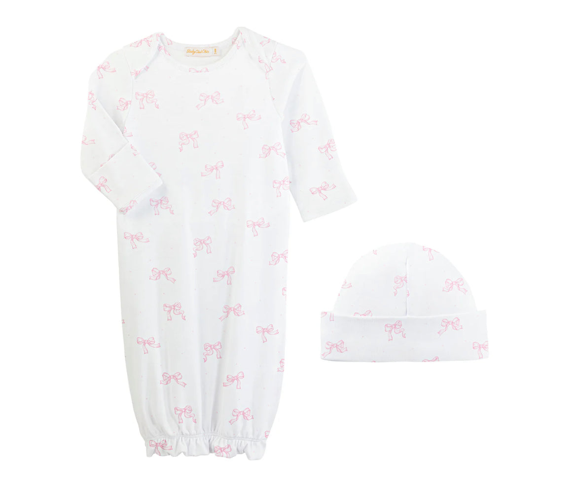 Baby Club Chic Pretty Bows Pink Printed Gown Set