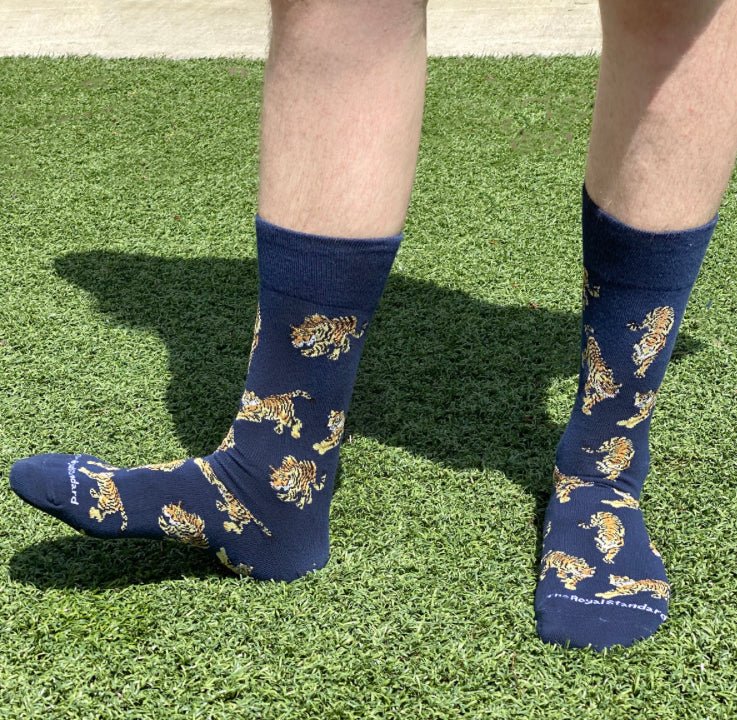 The Royal Standard Men’s Go Get ‘Em Tiger Navy Socks (One Size)