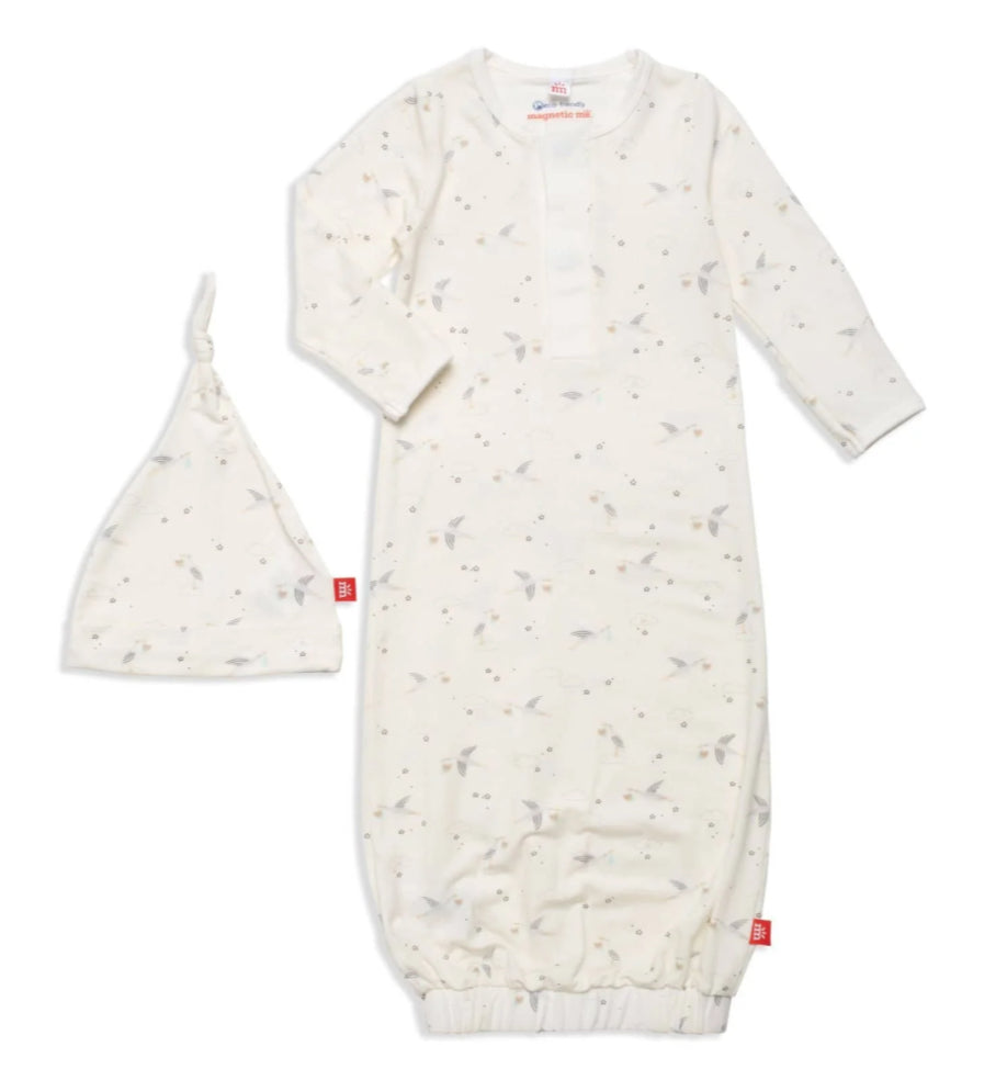 Magnetic Me Beary Special Delivery Modal Magnetic Open Bottom Gown + Hat Set (Newborn-3 months)