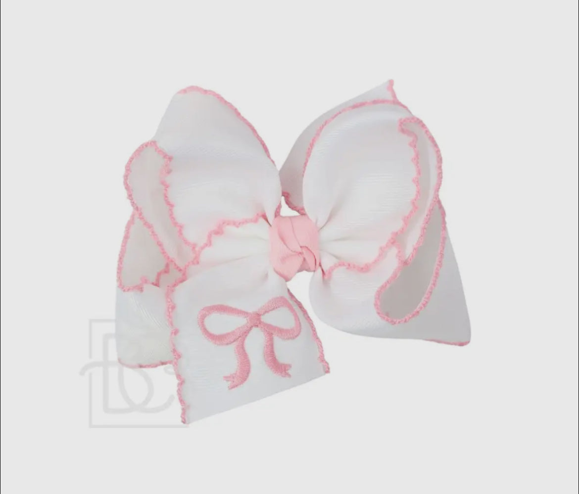 Beyond Creations Embroidered Crochet Edge Hair Bow On Alligator Clip