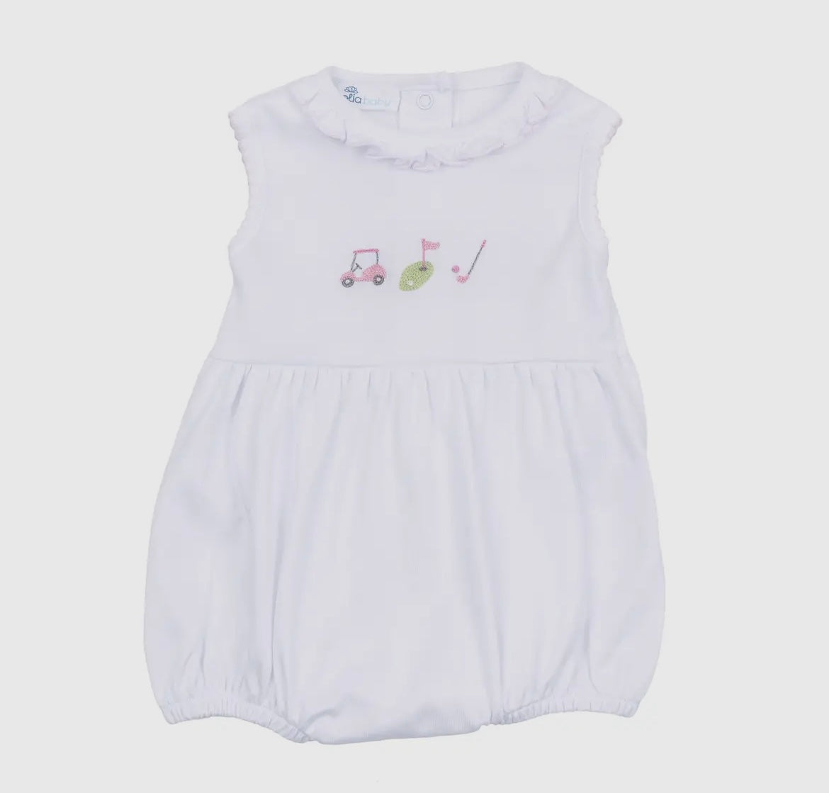 Magnolia Baby Tiny Tee Time Embroidered Bubble-Pink (6 months)