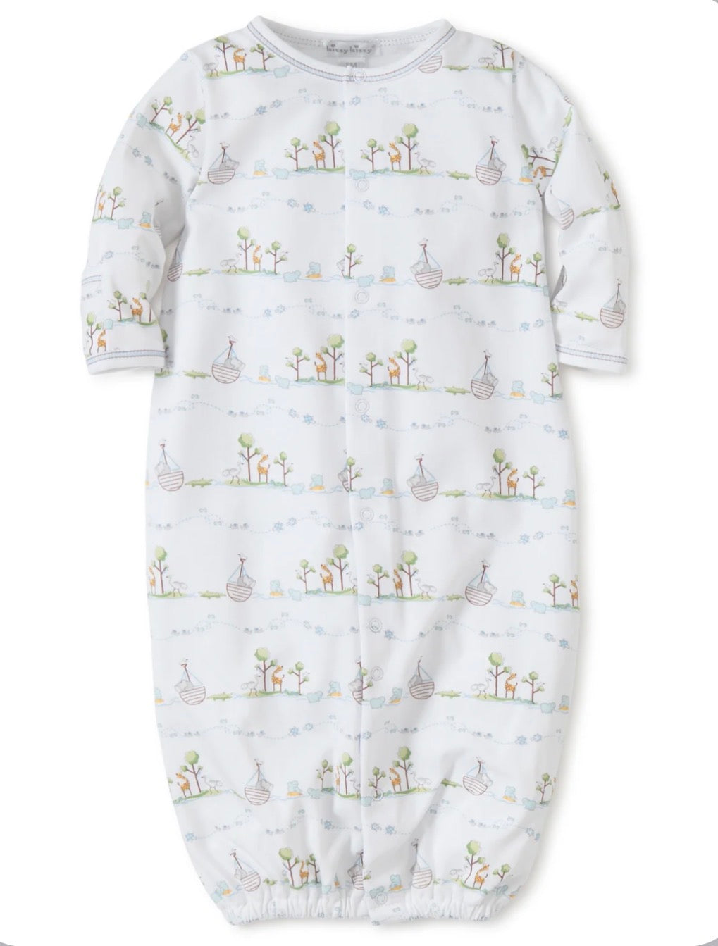 Kissy Kissy Noah’s Print Convertible Gown-Blue (Preemie)