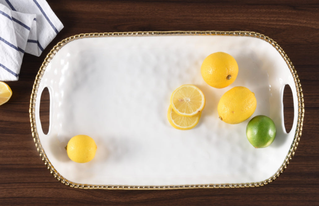 Pampa Bay Rectangular Tray with Handles-Golden Salerno