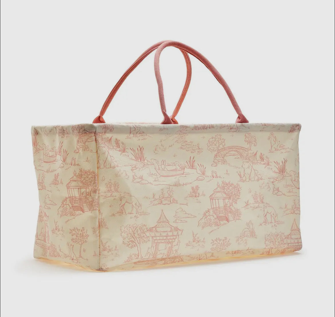 Two’s Company Animal Toile Hamper/Storage Tote-Pink