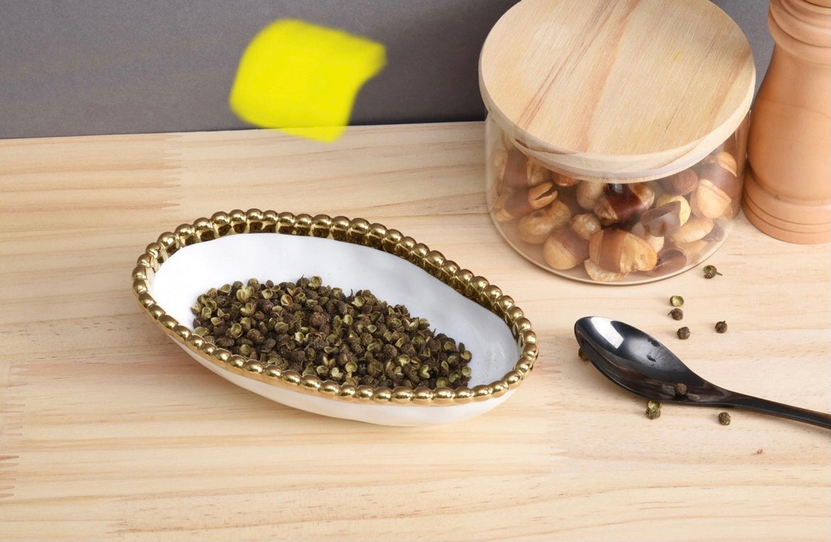 Pampa Bay Long Condiment Bowl-Golden Salerno