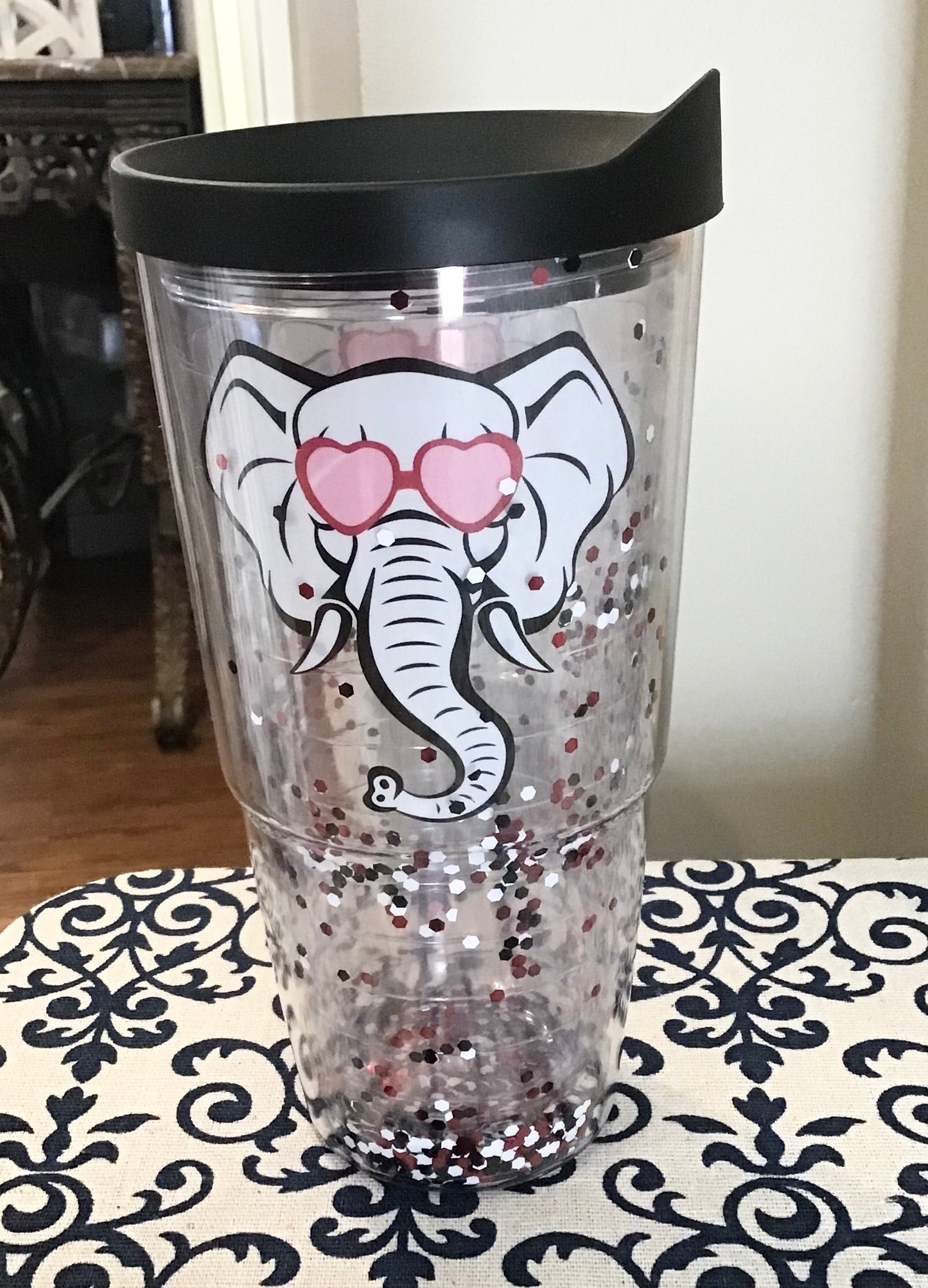 Mary Square Acrylic Glitter Tumbler-Elephant