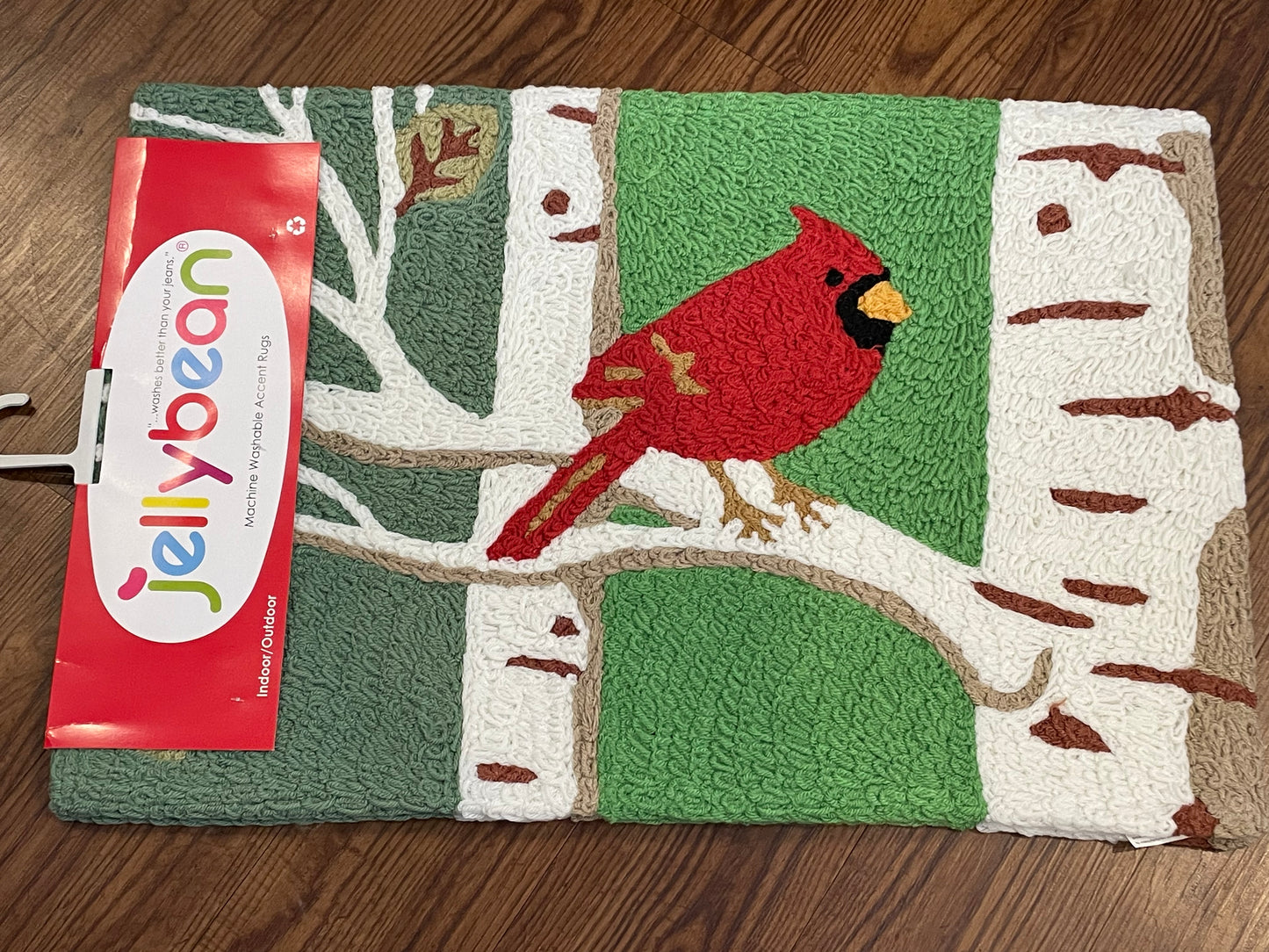 Jellybean Indoor/Outdoor Accent Rugs-Cardinal in Birch Tree