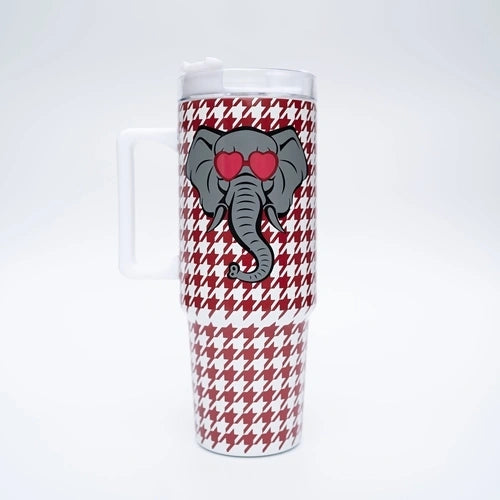 Mary Square Stainless To Go Tumbler-Houndstooth