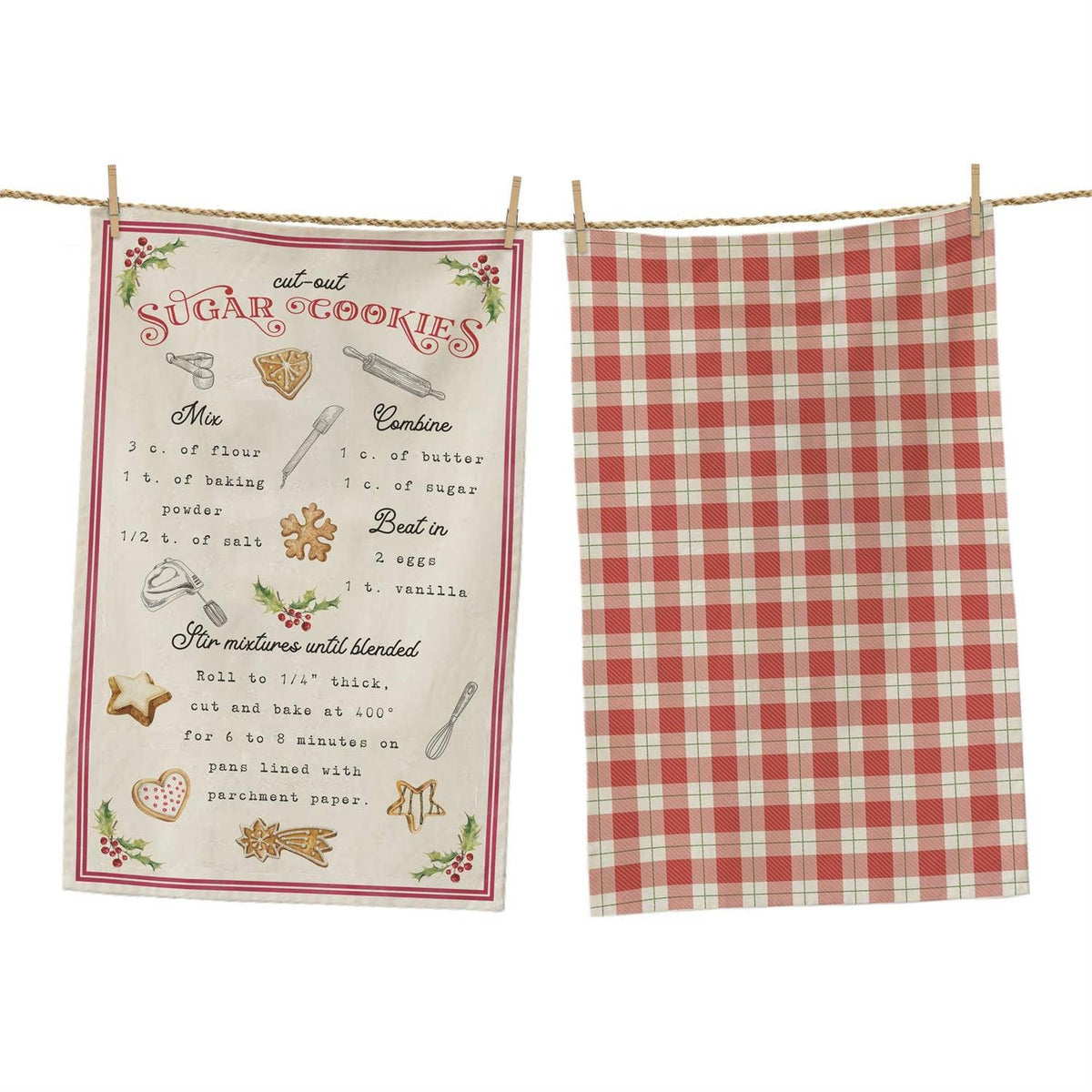Audrey’s Home & Gifts Sugar Cookie Recipe Tea Towels-Set of 2