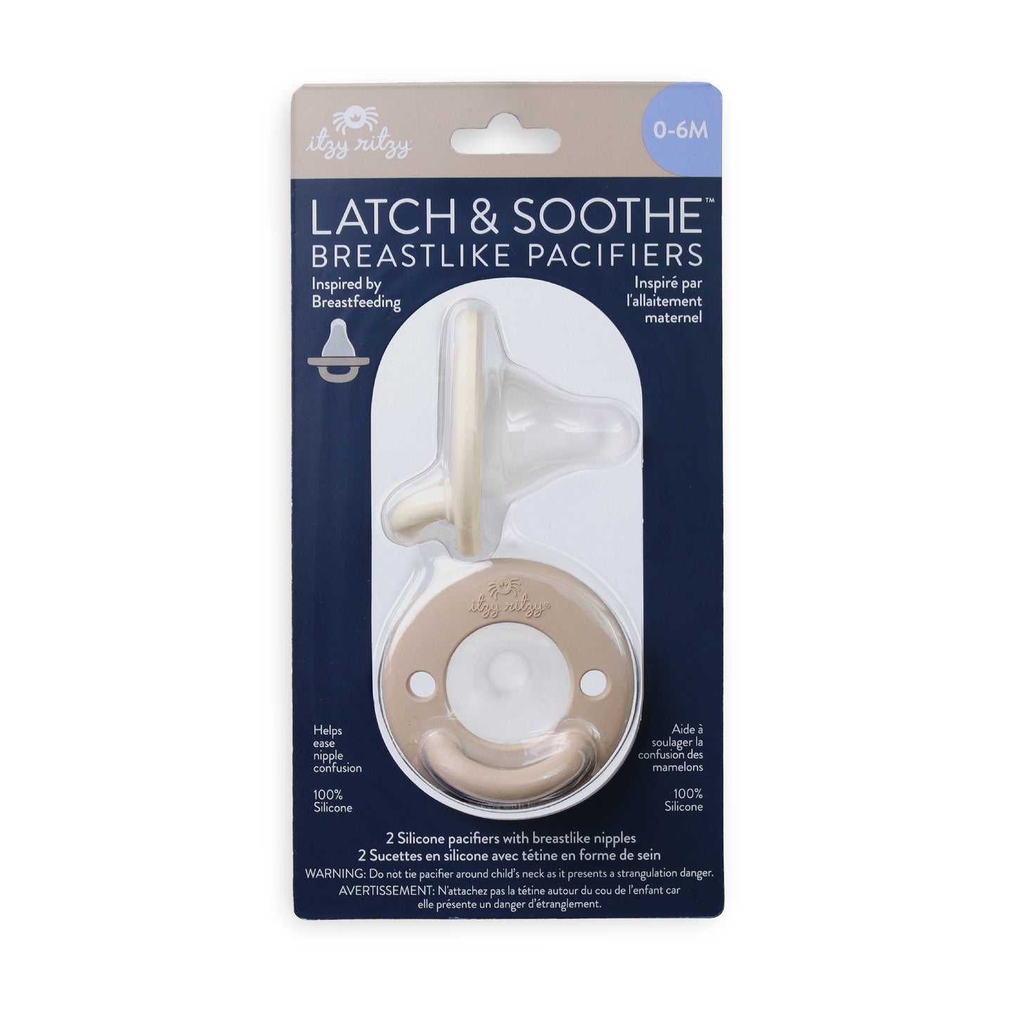 Itzy Ritzy Latch & Soothe Breastlike Pacifier-Taupe