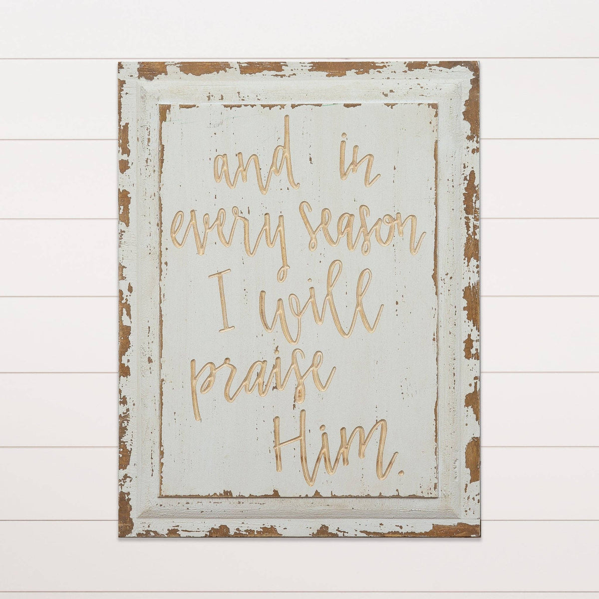 Audrey’s Home & Gift Carved Sign-Praise Him