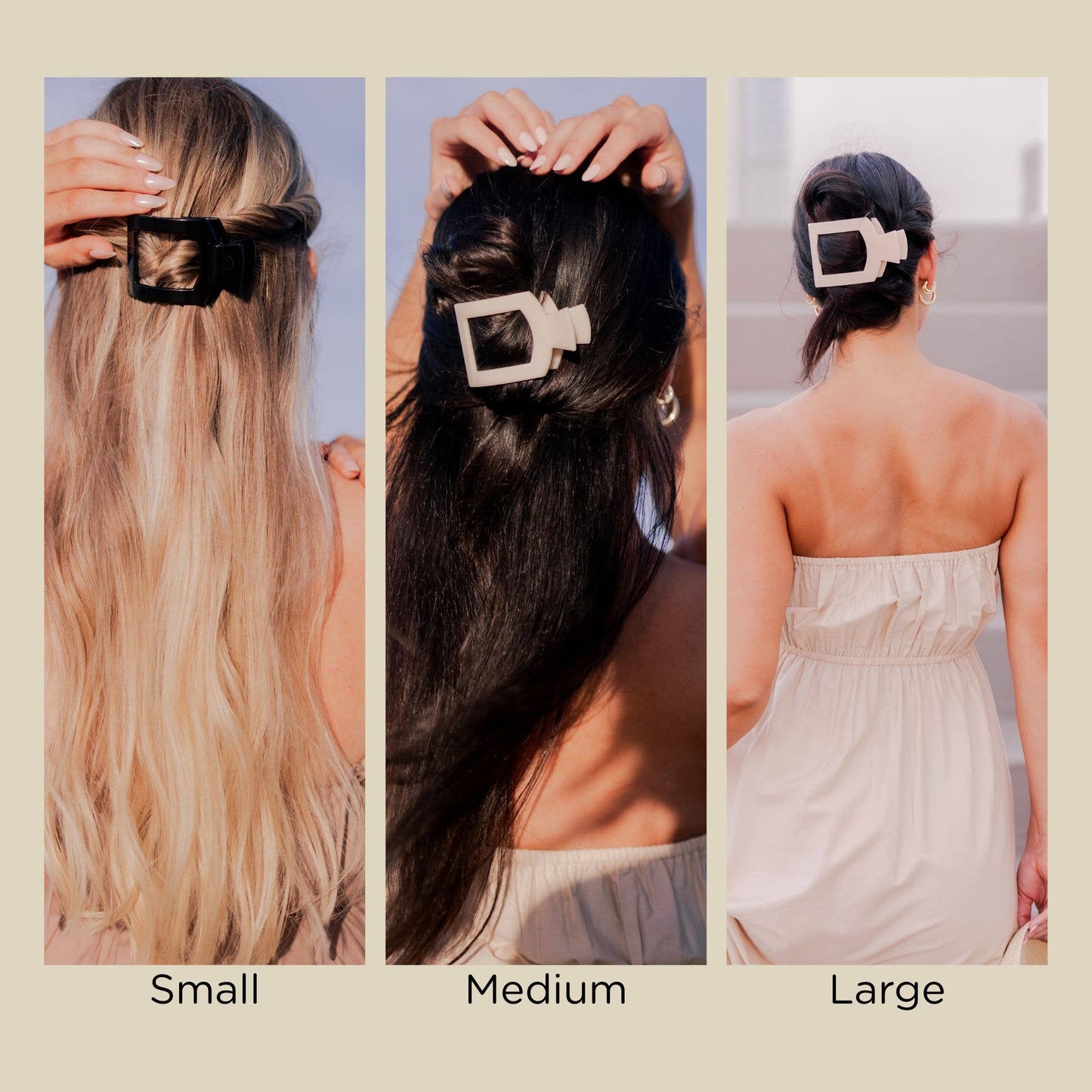 Teleties Large Square Flat Hair Clip-Coconut White