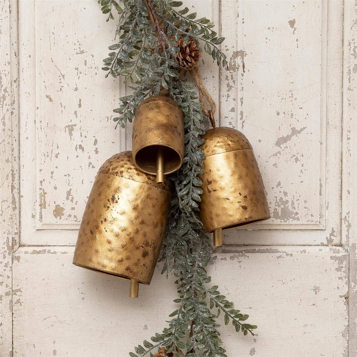 Audrey’s Home & Gift Brass Tone Hammered Cow Bells (Set of 3)