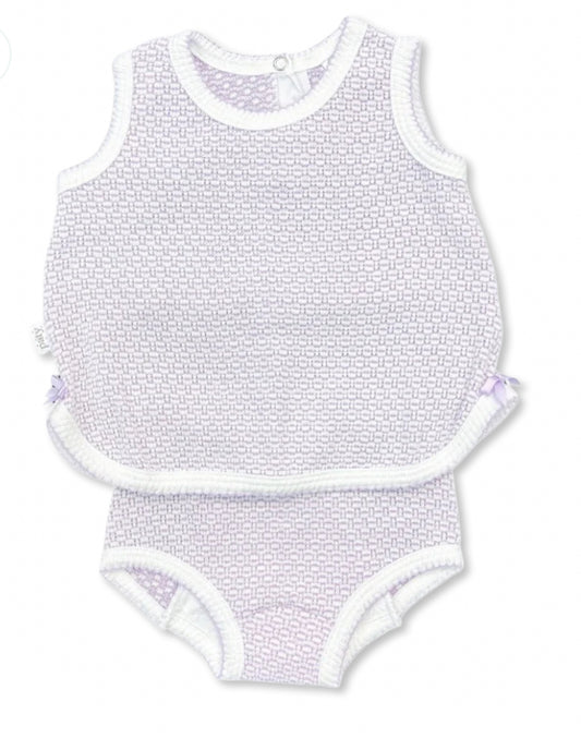 Paty Sleeveless Top with Diaper Cover-Purple (6 months)