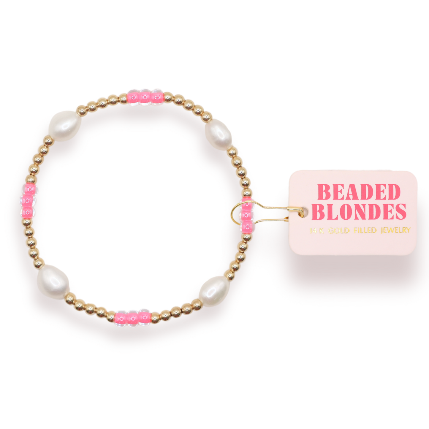 Beaded Blondes Hot Pink Pearl Poppi Bracelet-Standard