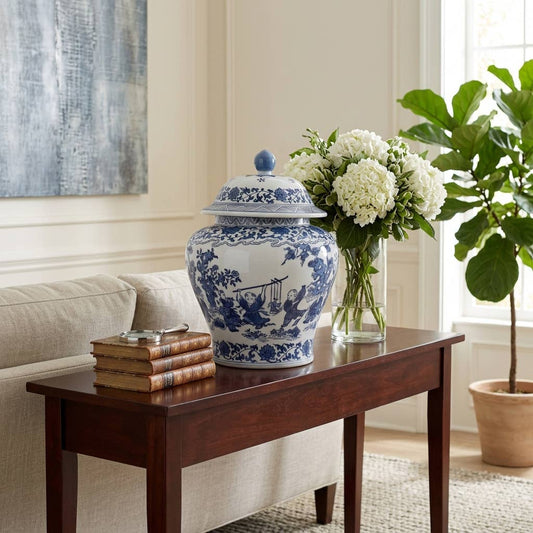 Sagebrook Home Blue Ceramic  Decorative Jar (15 inch)