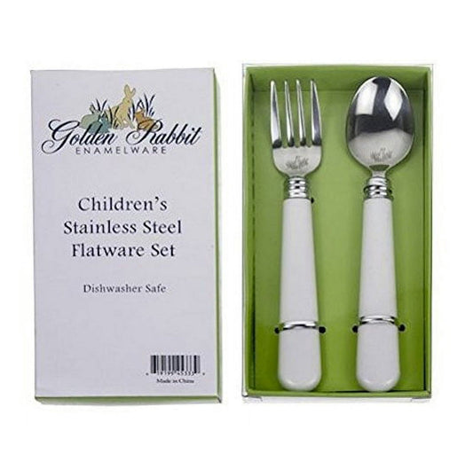 Golden Rabbit Child's Flatware Set-White