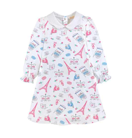 Baby Club Chic Charming Tea Printed Dress With Scalloped Collar