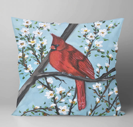 LuckyBird 18x18 Pillow-Spring Cardinal