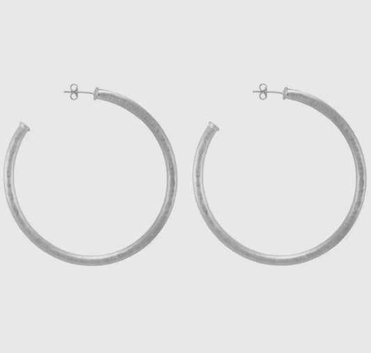 Sheila Fajl Hammered Everybody's Favorite Hoop Earrings-Brushed Silver Plated