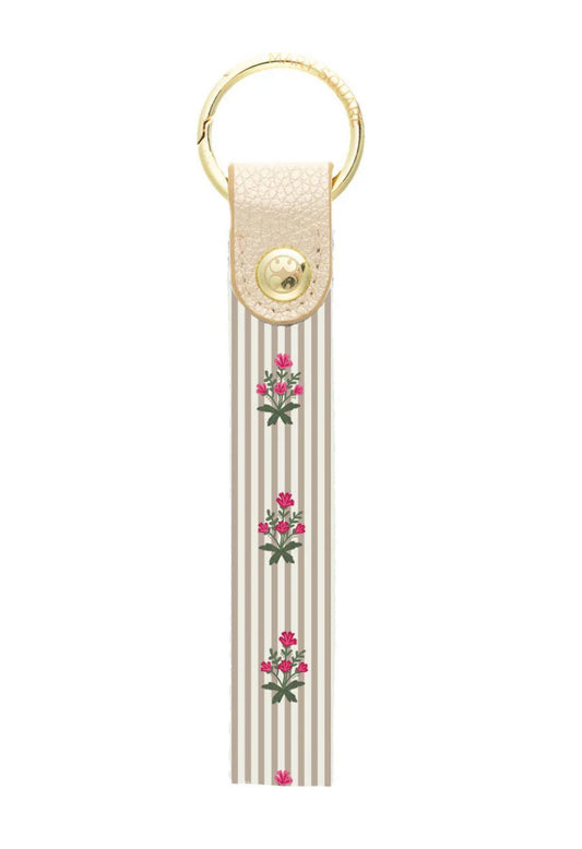 Mary Square Key Fob Skinny-Cottage Stripes