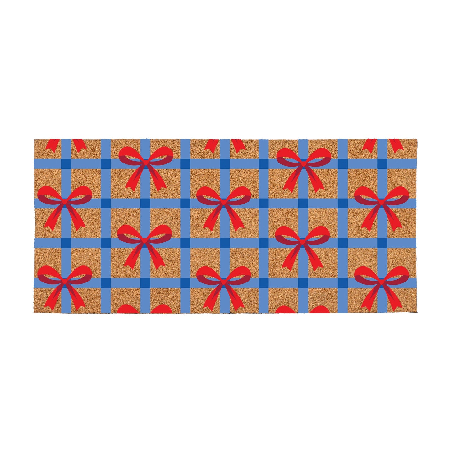 Evergreen Enterprises Flocked Coir Sassafras Switch Mat-American Classic Red White & Bows