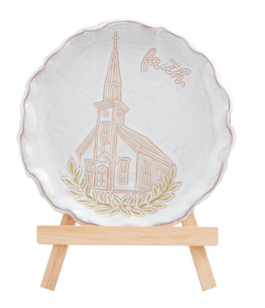 Mudpie Church Plate And Easel