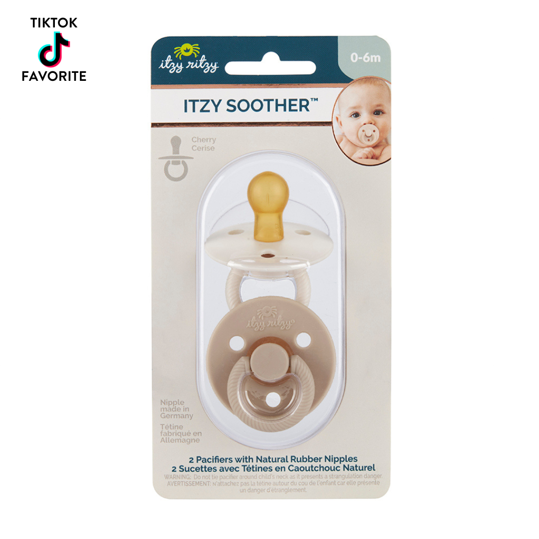 Itzy Ritzy Itzy Soother Natural Rubber Paci Set-Coconut+Toast