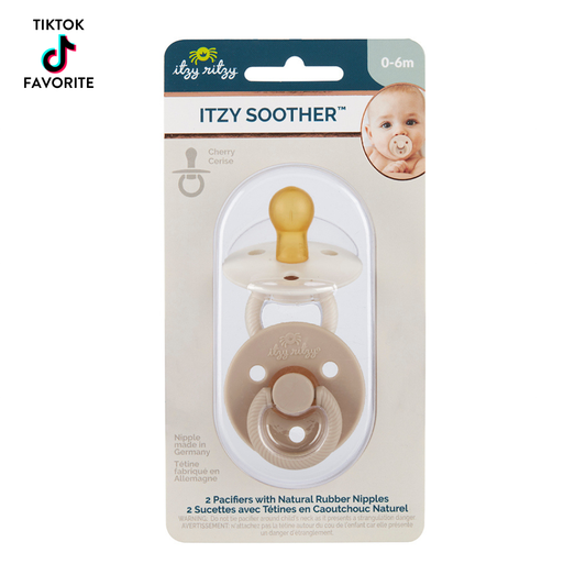Itzy Ritzy Itzy Soother Natural Rubber Paci Set-Coconut+Toast