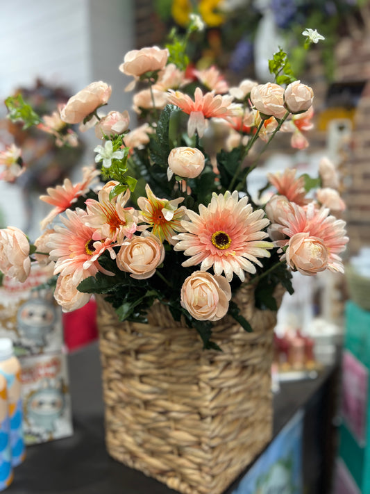 Peach Gerber Daisy & Ranunculus Memorial Vase Insert