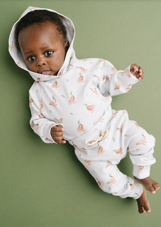 Little One Shop Puddle Ducks Hoodie Romper Set (6-12 months)