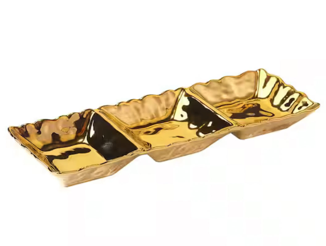 Gold Coast 3-Compartment Gold Tray