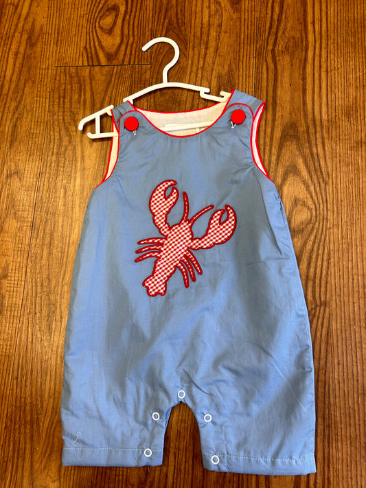 Lil Cactus Lobster Appliqué Overalls